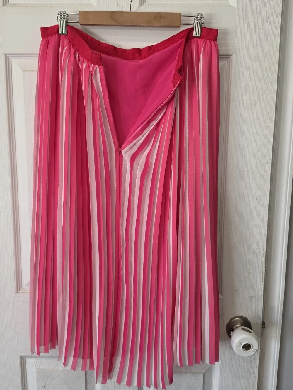 J. Crew Pink and White Pleated Skirt Size 12